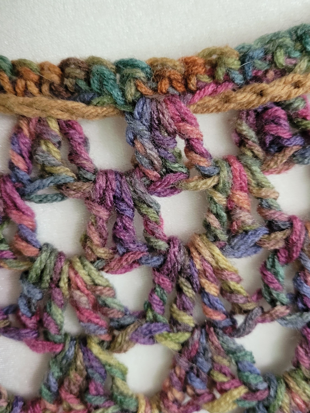 Hand-Crocheted Multicolor Open-Weave Poncho Sweater - Picture 4 of 5